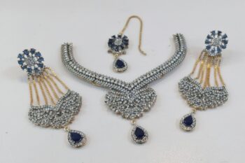 Blue and Silver Indian-Style Necklace Set