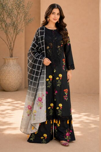 Eleganza E-12 : Embroidered & Digital Printed Lawn 3pc