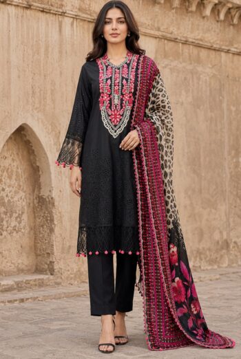 Flora F-34 : Embroidered Viscose 3PC