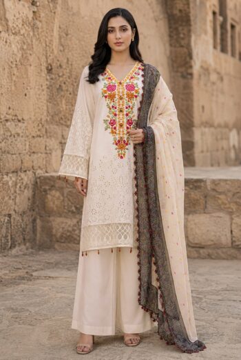 Flora F-35 : Embroidered Viscose 3PC