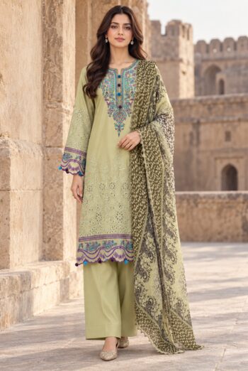 Flora F-36 : Embroidered Viscose 3PC