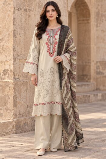 Flora F-39 : Embroidered Viscose 3PC