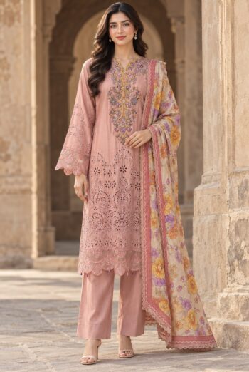 Flora F-40 : Embroidered Viscose 3PC