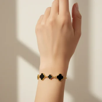 Black Clover Charm Bracelet Stylish & Lucky Design