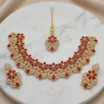 Gold-Ruby-Leaf-Necklace-Set