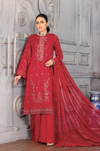 Qalb D-21 : Embroidered Lawn Doria 3pc