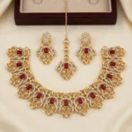 Red Gold Floral Necklace Set