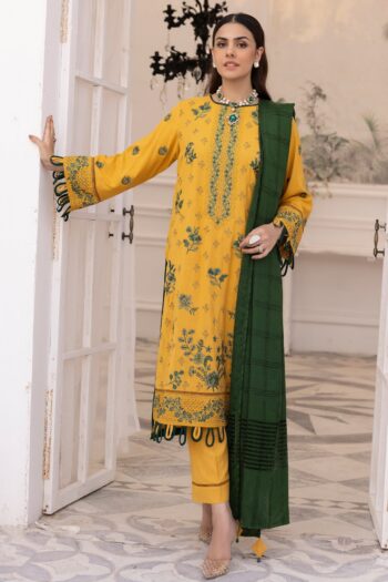 Saffron SA-11 : Embroidered Dhanak 3PC