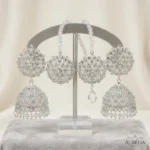 Silver Crystal Jhumka Earrings
