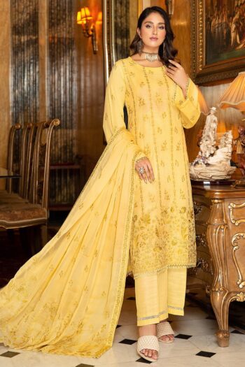 Tehzeeb T-21 : Embroidered Slub Karandi 3PC