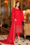 Tehzeeb T-22 : Embroidered Slub Karandi 3PC