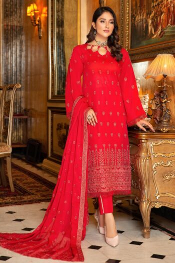 Tehzeeb T-22 : Embroidered Slub Karandi 3PC