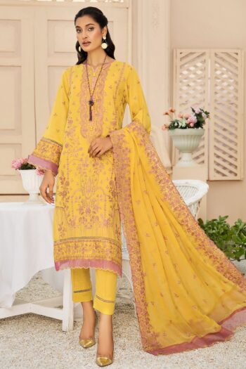 Tehzeeb T-27 : Embroidered Slub Karandi 3PC