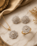 22K Gold Polish Jurao Stone Diamond-Cut Set