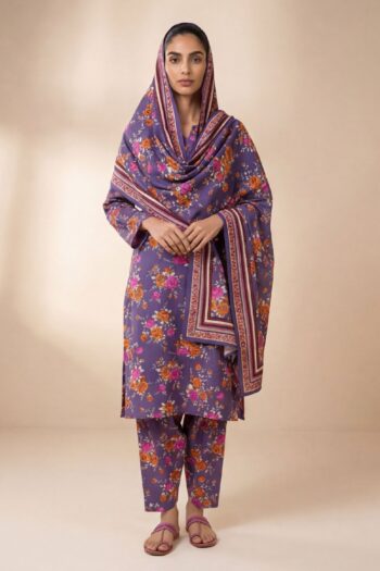 Vasl D-45 : Printed Lawn 3PC