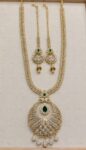 Royal Emerald & Zircon Bridal Haram Necklace Set with Jhumkas