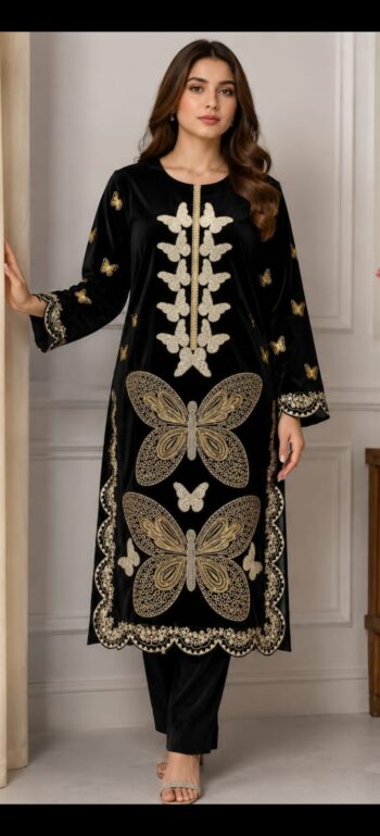 Black Velvet Embroidered - 2 Piece