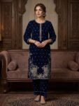 Royal Blue Velvet Embroidered - 2 Piece