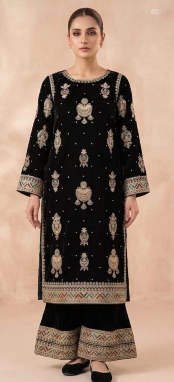 Black Velvet Embroidered - 2 Piece