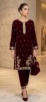 Maroon Velvet Embroidered - 2 Piece