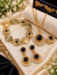 Elegant Black & Gold Artificial Jewellery Set