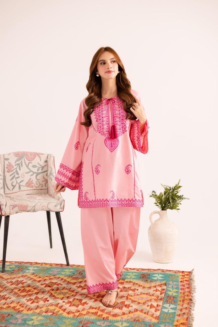 Jugun Pink Embroidered Co-Ord