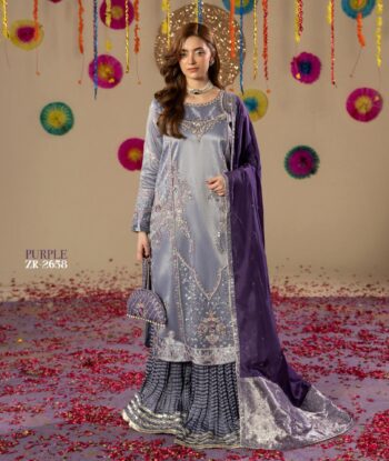 PURPLE THREE PIECE STITCHED