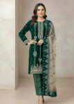 Opulent Teal Velvet Embroidered Occasion Wear