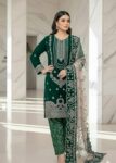Classic Dark Green Velvet Embroidered Ensemble