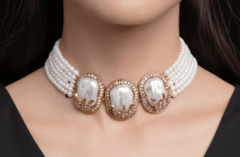 Turkish-Inspired Pearl Choker Set by Hasham Jewellery