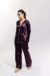 Plum Two Piece Satin Nightwear